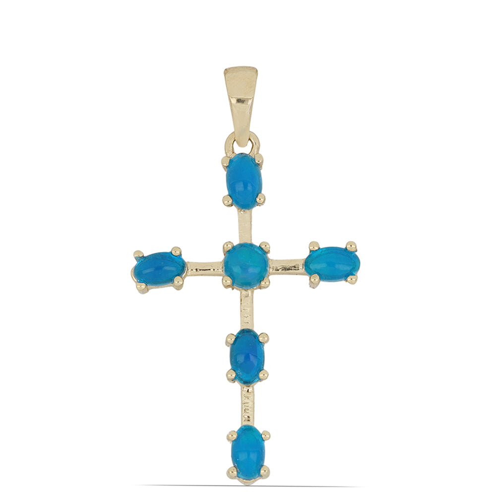 Goldplattierter Silberanhänger mit blauem äthiopischem Opal aus Lega Dembi