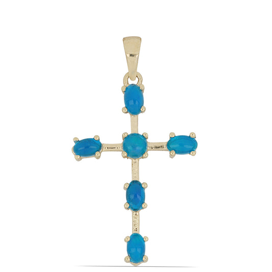 Goldplattierter Silberanhänger mit blauem äthiopischem Opal aus Lega Dembi