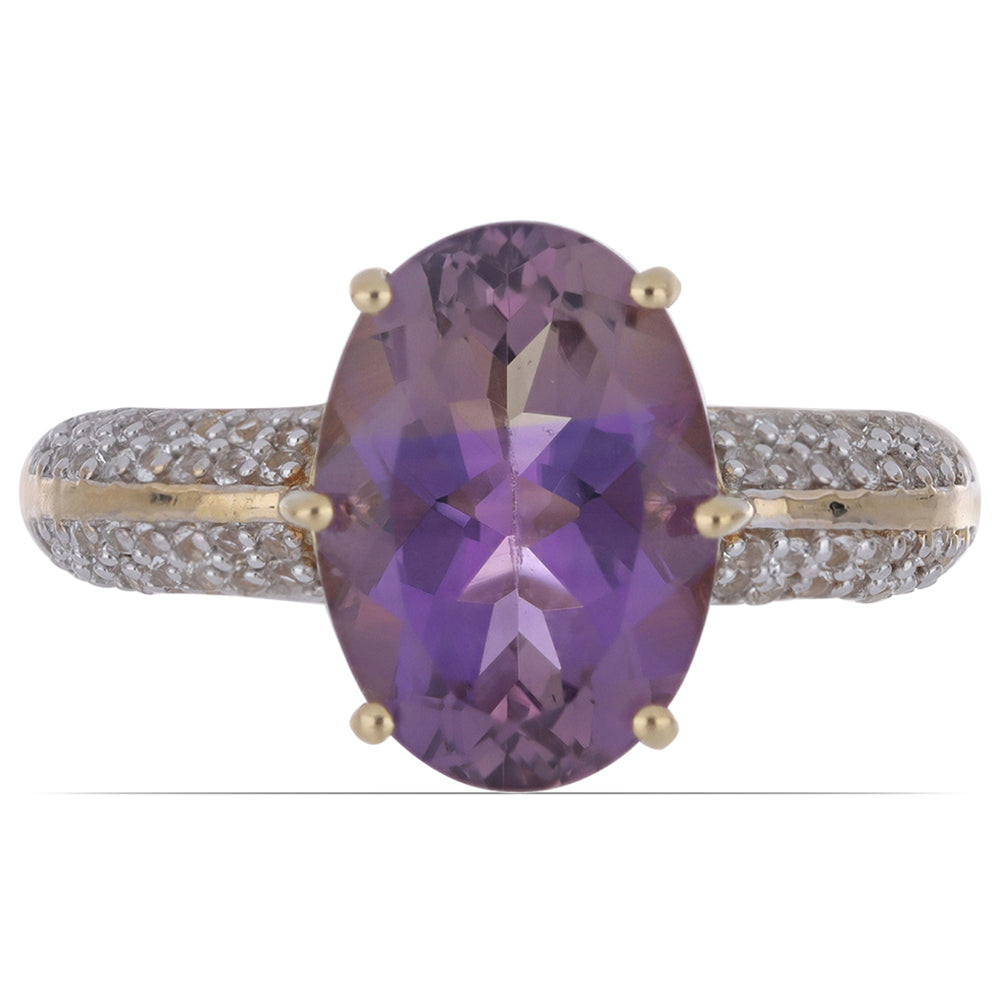 Goldplattierter Silberring mit Amethyst und weißem Topas 1 