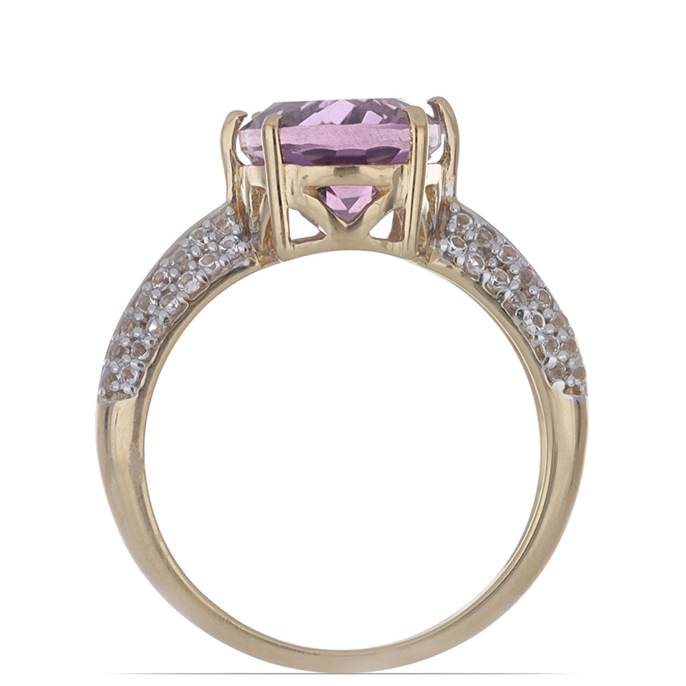Goldplattierter Silberring mit Amethyst und weißem Topas 3 
