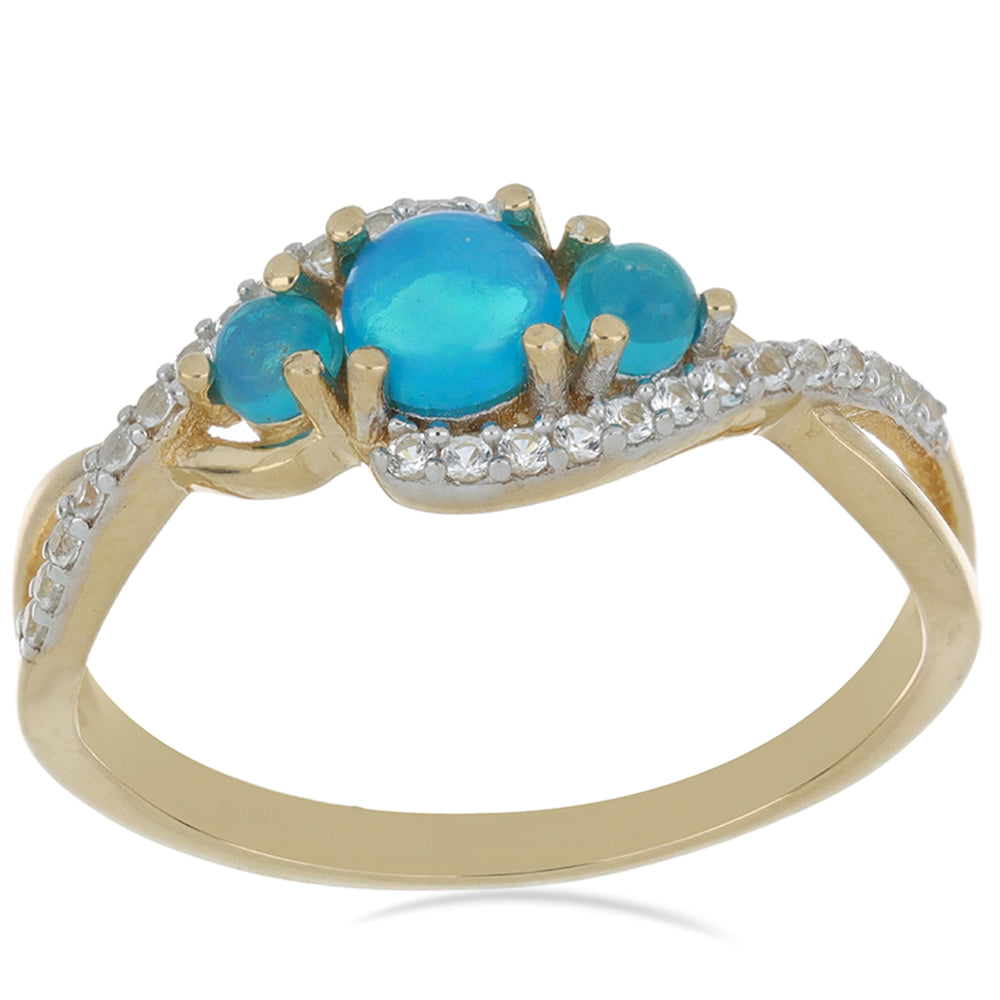 Goldplattierter Silberring mit blauem äthiopischem Opal aus Lega Dembi 2 
