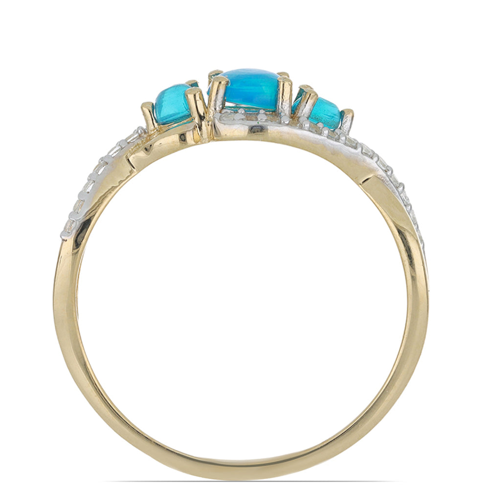 Goldplattierter Silberring mit blauem äthiopischem Opal aus Lega Dembi