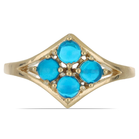 Goldplattierter Silberring mit blauem äthiopischem Opal aus Lega Dembi