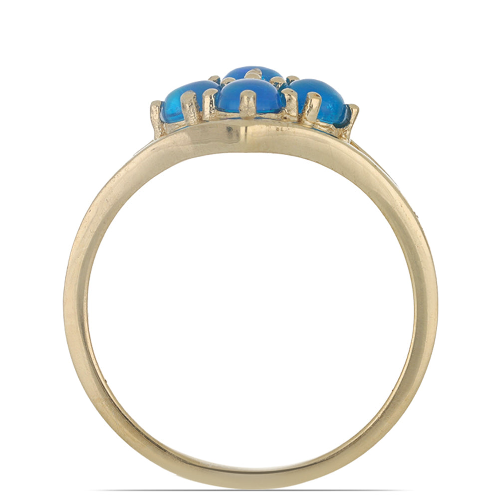 Goldplattierter Silberring mit blauem äthiopischem Opal aus Lega Dembi