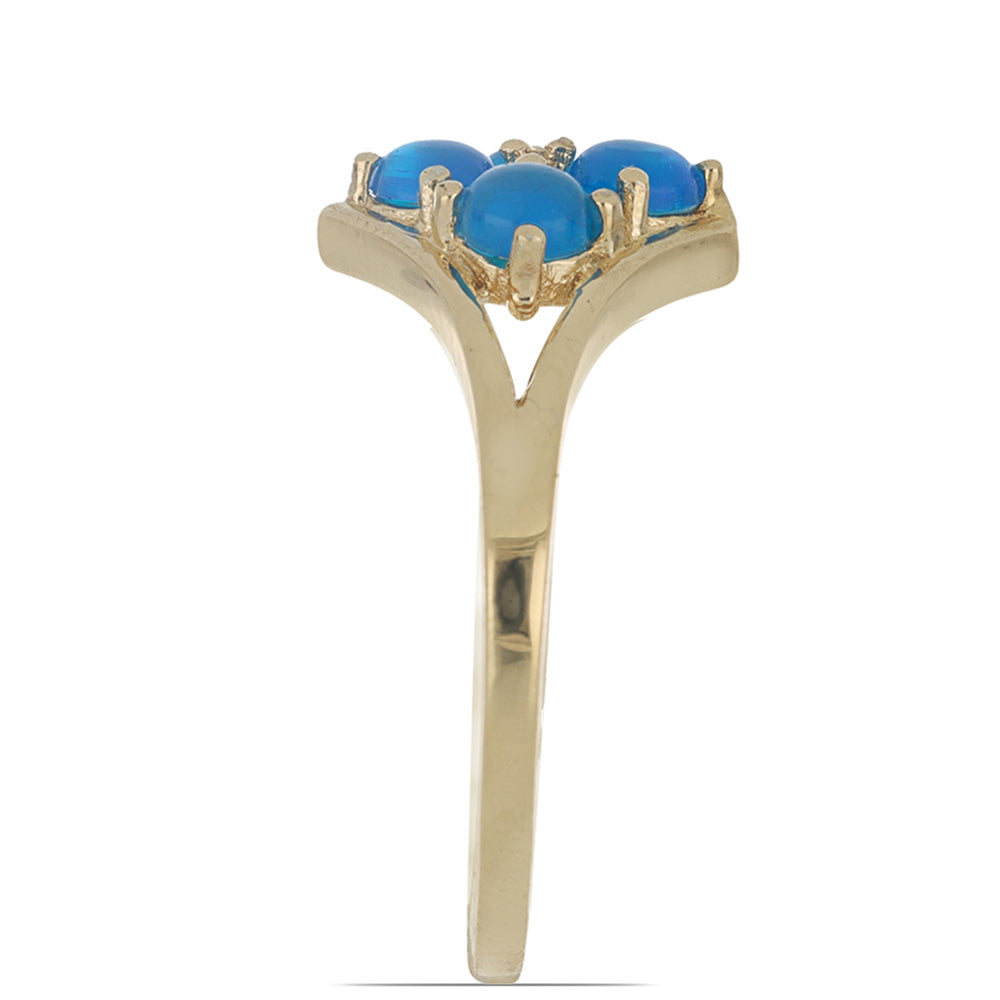Goldplattierter Silberring mit blauem äthiopischem Opal aus Lega Dembi 4 