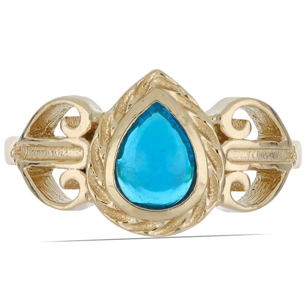 Goldplattierter Silberring mit blauem äthiopischem Opal aus Lega Dembi 1 
