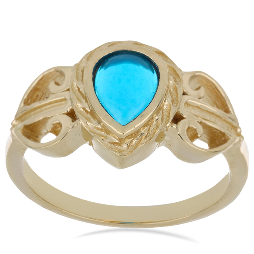 Goldplattierter Silberring mit blauem äthiopischem Opal aus Lega Dembi