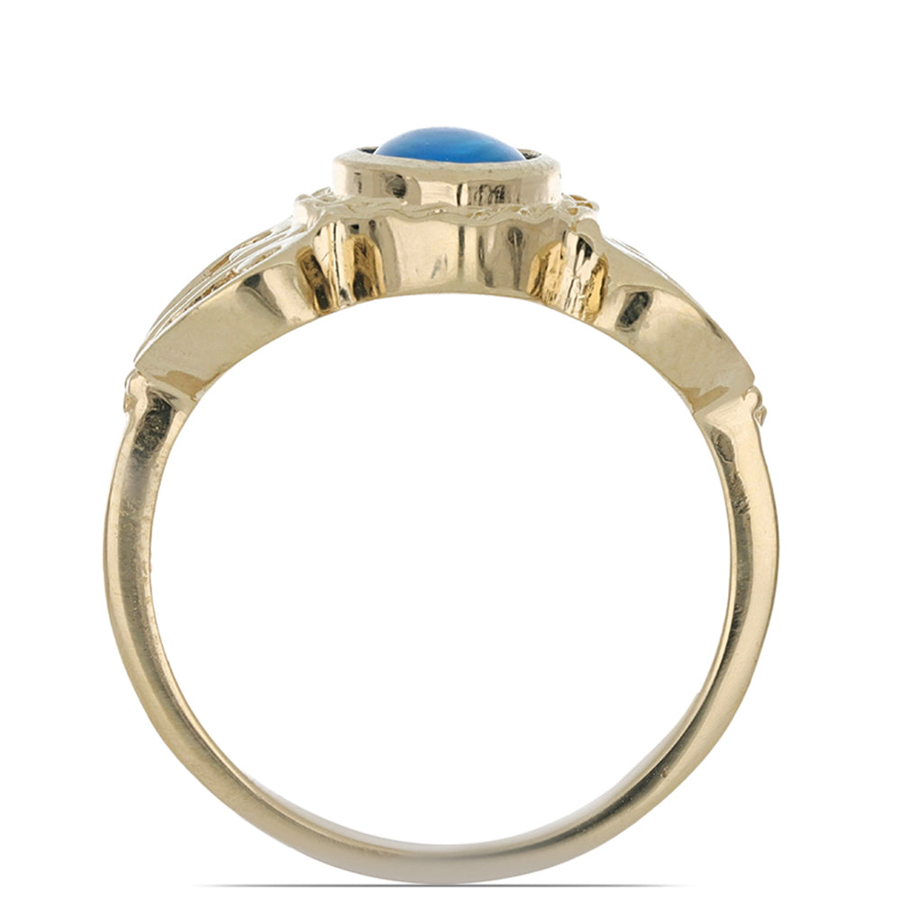 Goldplattierter Silberring mit blauem äthiopischem Opal aus Lega Dembi 3 