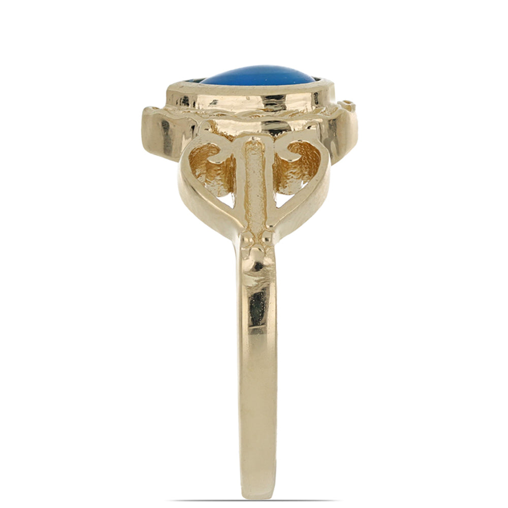 Goldplattierter Silberring mit blauem äthiopischem Opal aus Lega Dembi