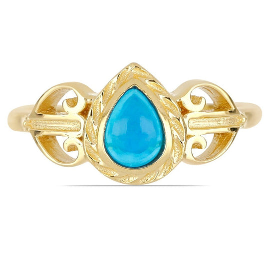 Goldplattierter Silberring mit blauem äthiopischem Opal aus Lega Dembi