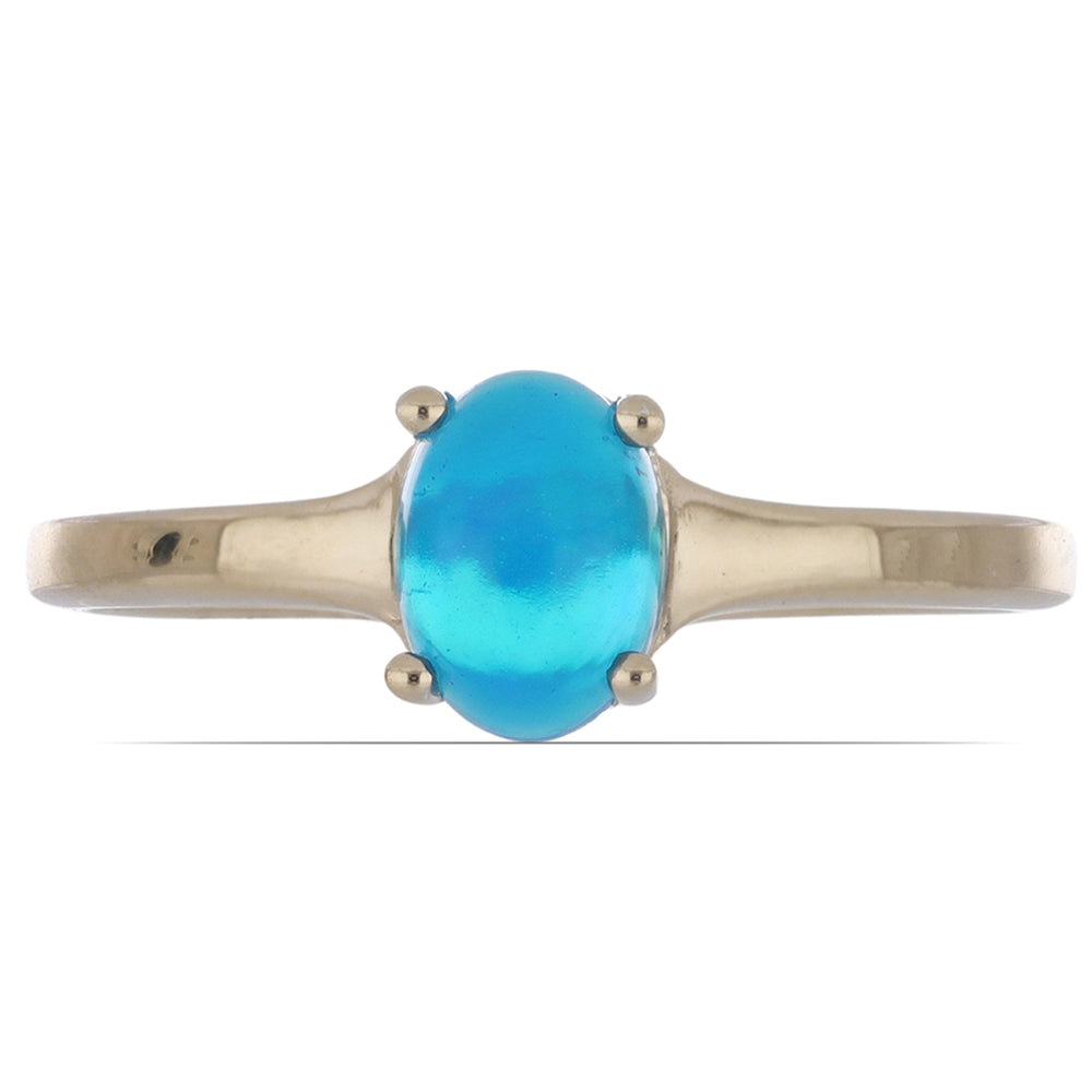 Goldplattierter Silberring mit blauem äthiopischem Opal aus Lega Dembi 1 