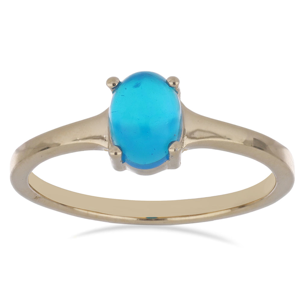 Goldplattierter Silberring mit blauem äthiopischem Opal aus Lega Dembi 2 