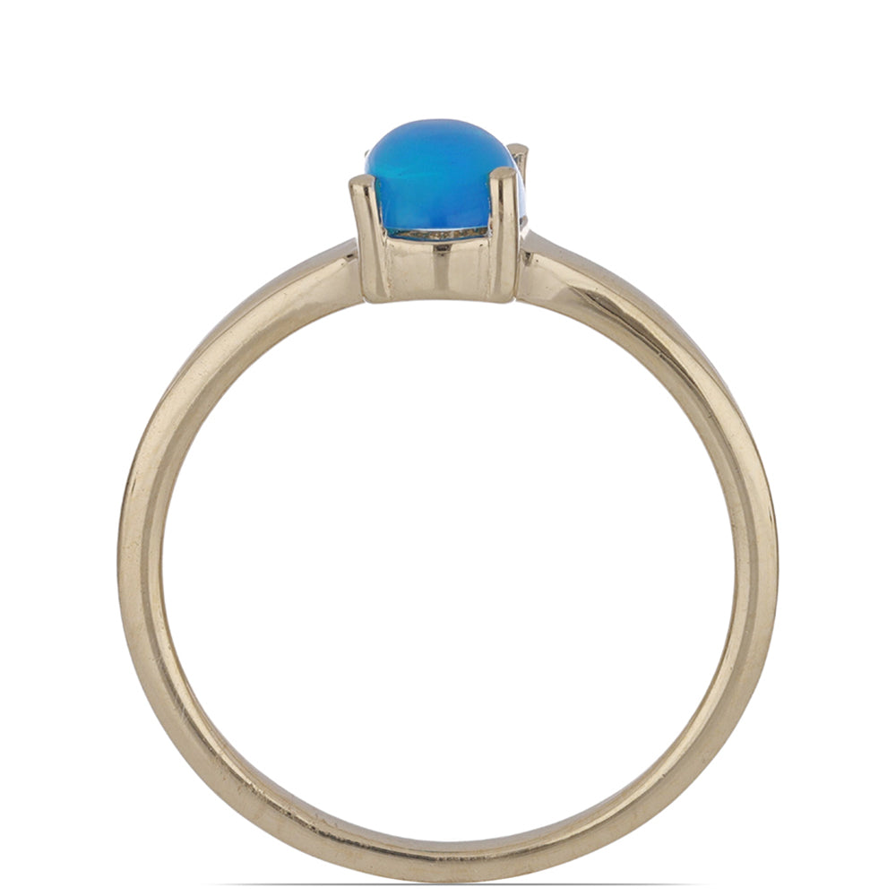 Goldplattierter Silberring mit blauem äthiopischem Opal aus Lega Dembi 3 