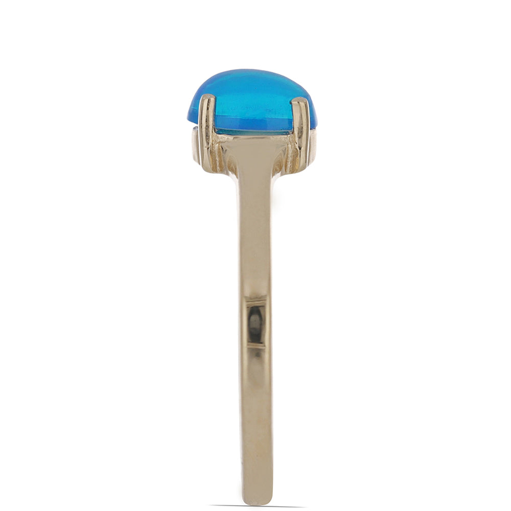 Goldplattierter Silberring mit blauem äthiopischem Opal aus Lega Dembi 4 