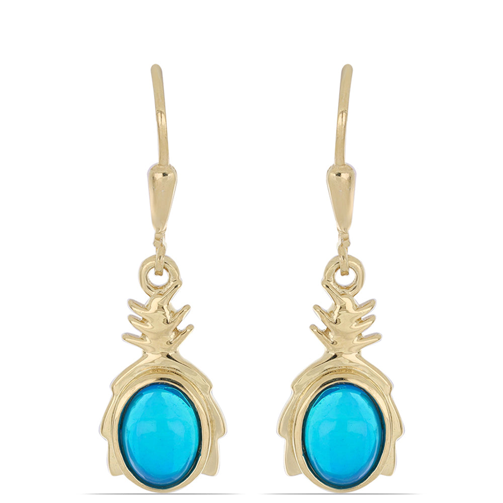 Goldplattierte Silberohrringe mit blauem äthiopischem Opal aus Lega Dembi 1 