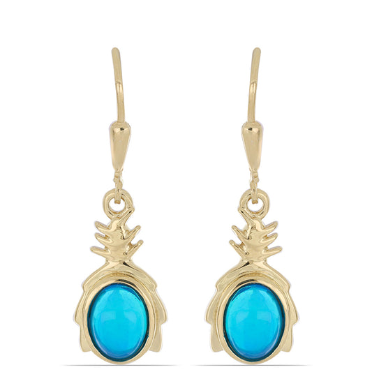 Goldplattierte Silberohrringe mit blauem äthiopischem Opal aus Lega Dembi