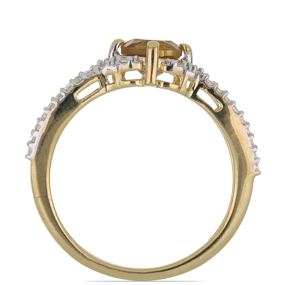 Goldplattierter Silberring mit Cognac-Quarz und weißem Topas