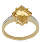 Goldplattierter Silberring mit Cognac-Quarz und weißem Topas