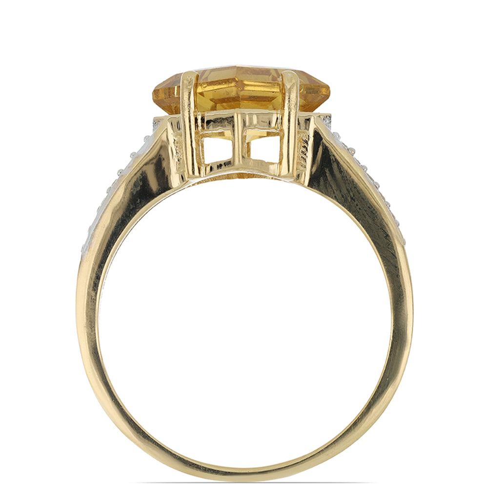 Goldplattierter Silberring mit Cognac-Quarz und weißem Topas 3 