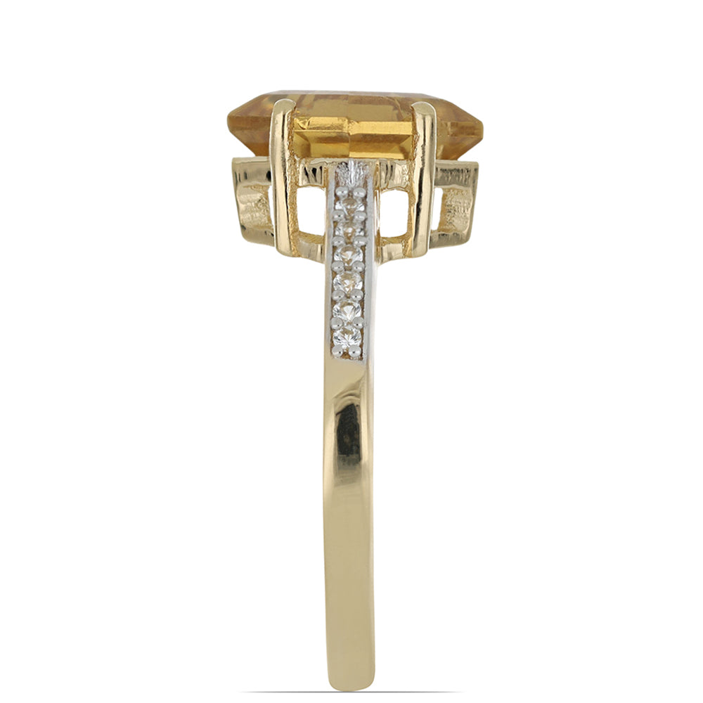 Goldplattierter Silberring mit Cognac-Quarz und weißem Topas 4 