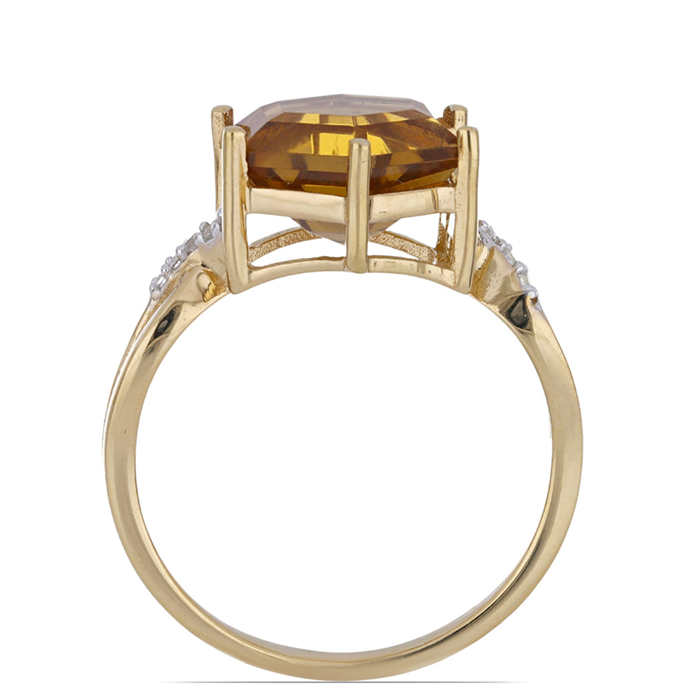 Goldplattierter Silberring mit Cognac-Quarz und weißem Topas 3 