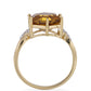Goldplattierter Silberring mit Cognac-Quarz und weißem Topas