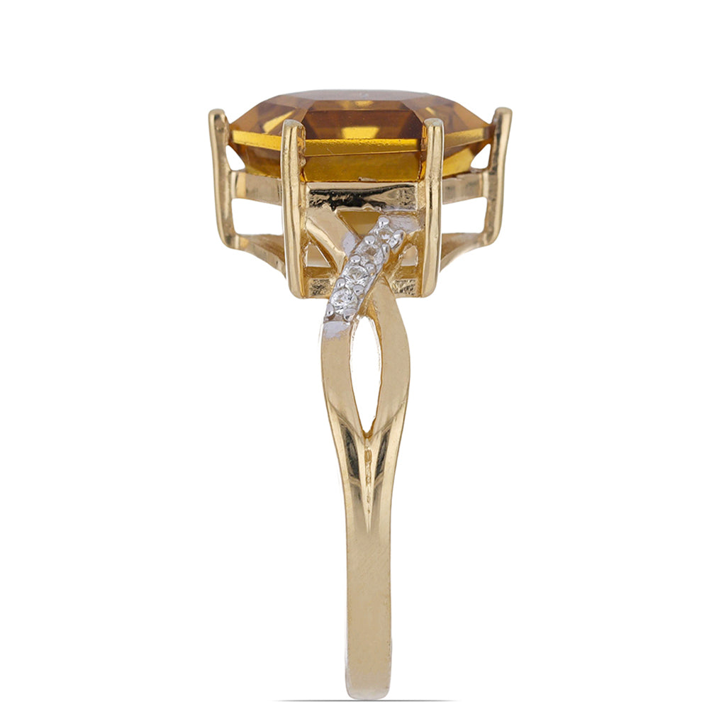 Goldplattierter Silberring mit Cognac-Quarz und weißem Topas 4 