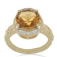 Goldplattierter Silberring mit Cognac-Quarz und weißem Topas