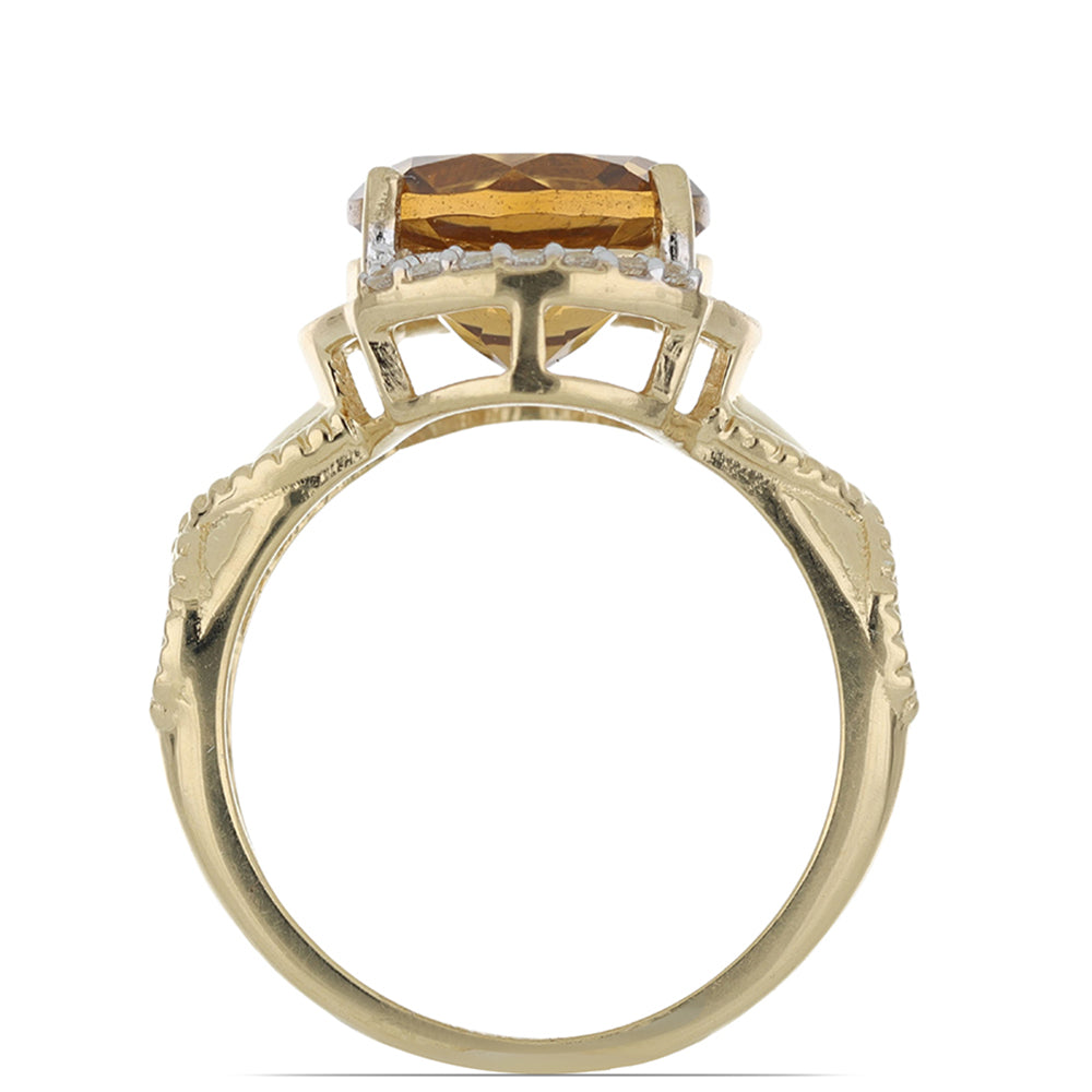 Goldplattierter Silberring mit Cognac-Quarz und weißem Topas 3 