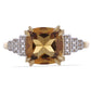 Goldplattierter Silberring mit Cognac-Quarz und weißem Topas