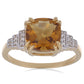 Goldplattierter Silberring mit Cognac-Quarz und weißem Topas