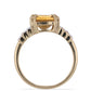 Goldplattierter Silberring mit Cognac-Quarz und weißem Topas