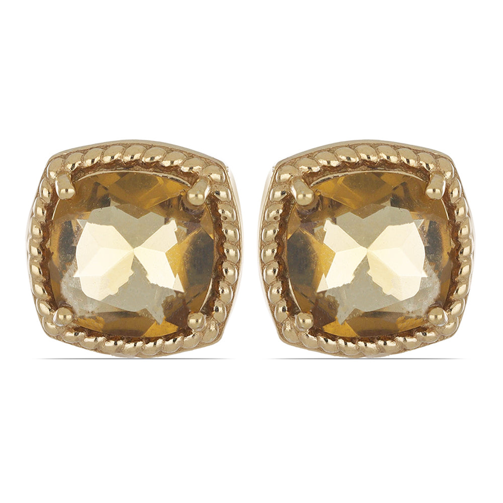 Goldplattierte Silberohrringe mit Cognac-Quarz 1 