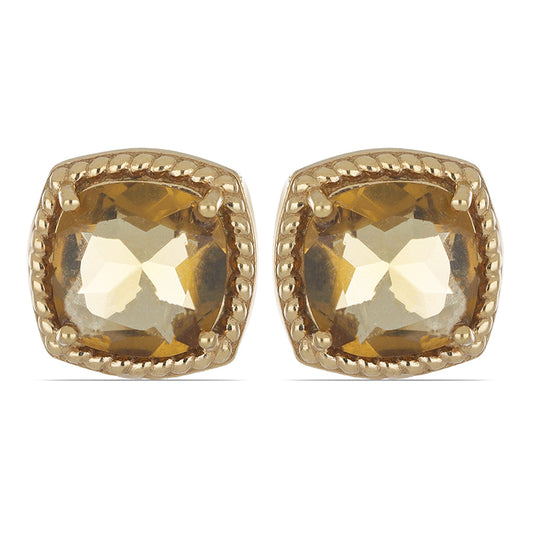 Goldplattierte Silberohrringe mit Cognac-Quarz