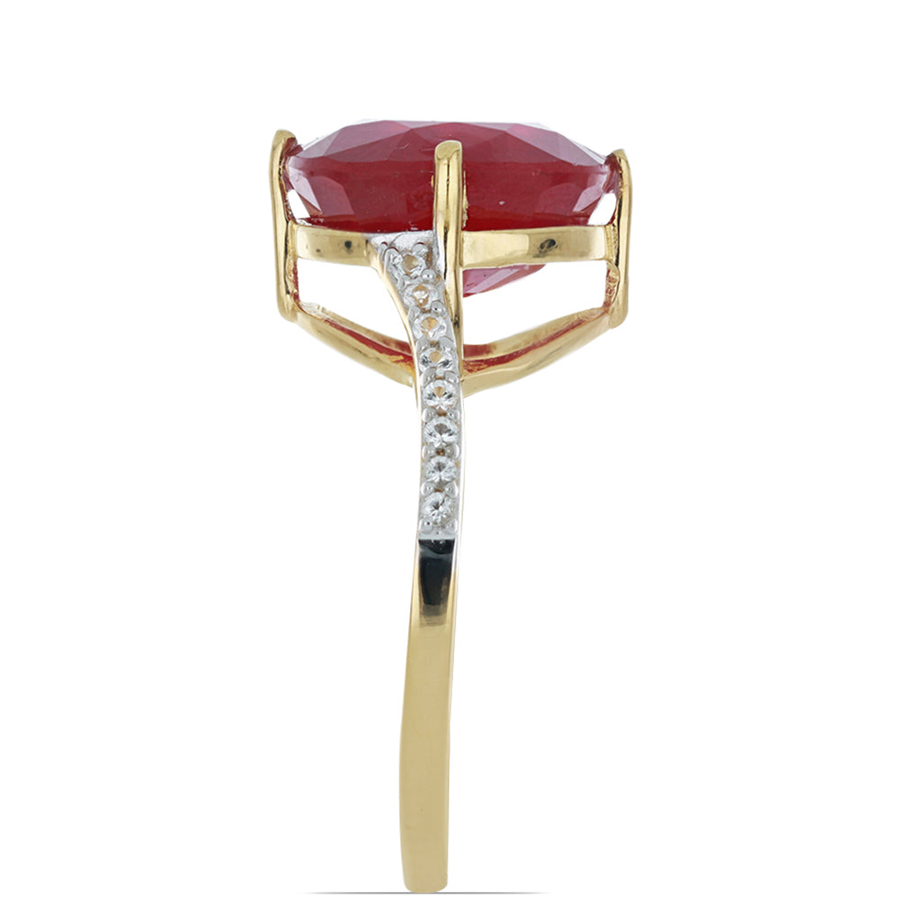 Goldplattierter Silberring mit Rubin aus Madagaskar und weißem Topas 3 