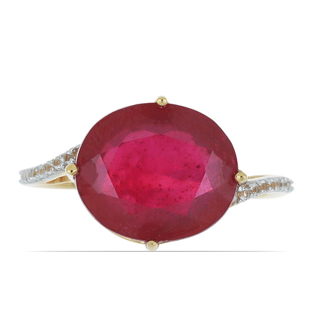 Goldplattierter Silberring mit Rubin aus Madagaskar und weißem Topas 1 