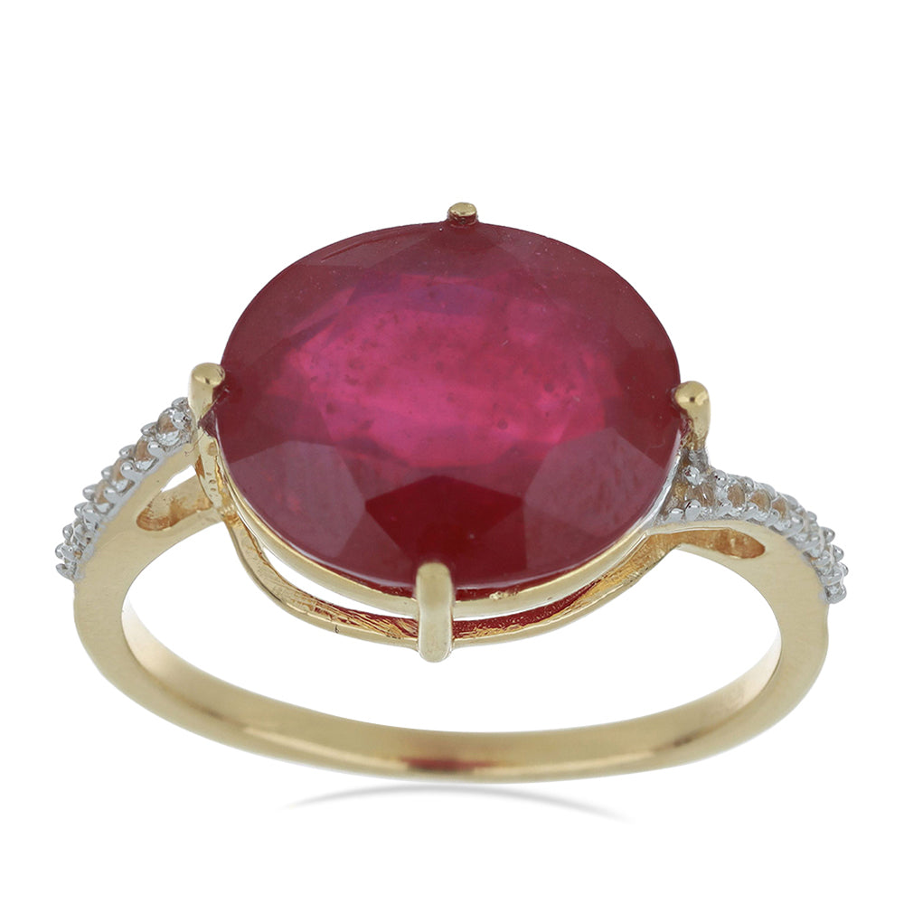 Goldplattierter Silberring mit Rubin aus Madagaskar und weißem Topas 2 