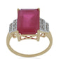 Goldplattierter Silberring mit Rubin aus Madagaskar und weißem Topas