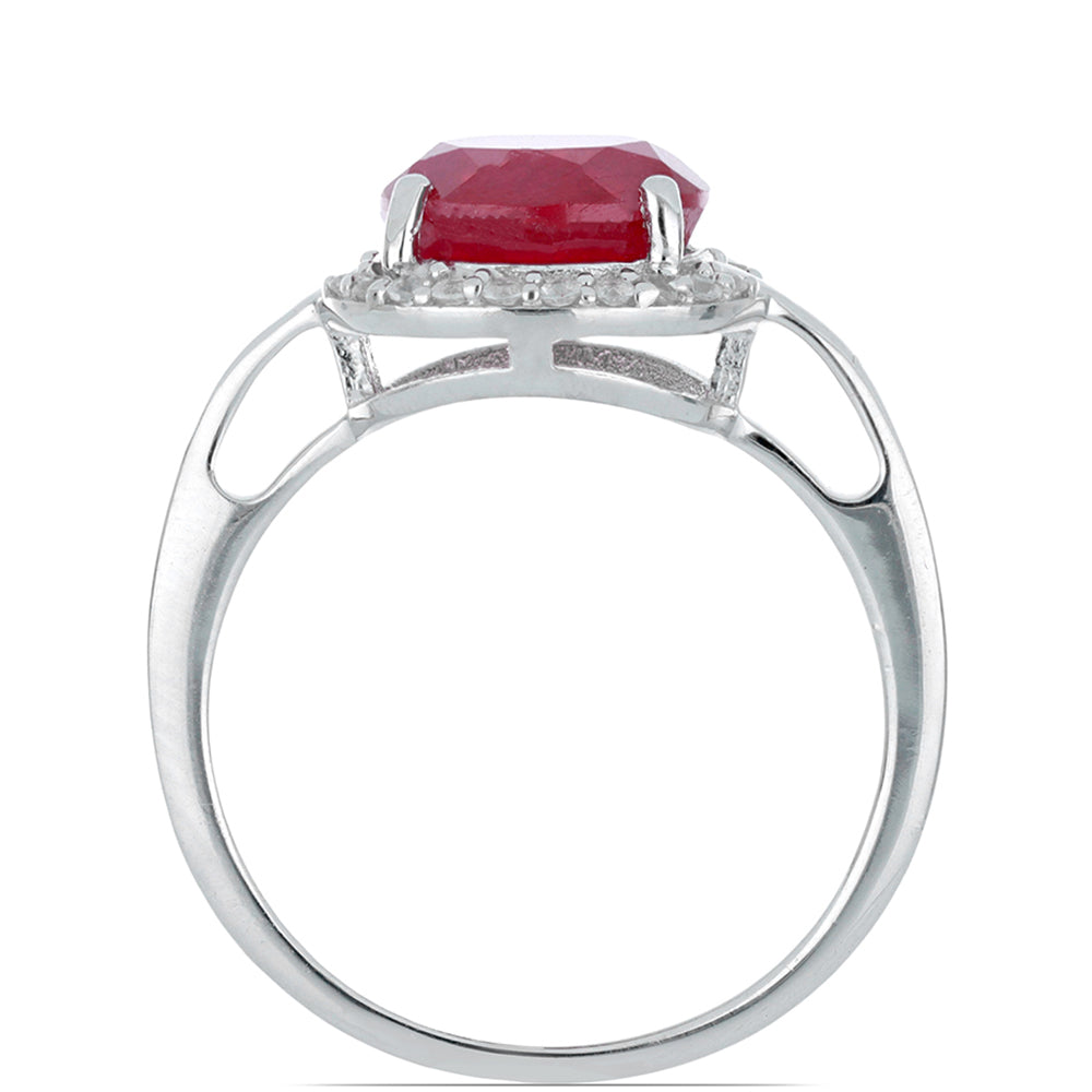 Silberring mit Rubin aus Madagaskar und weißem Topas 2 