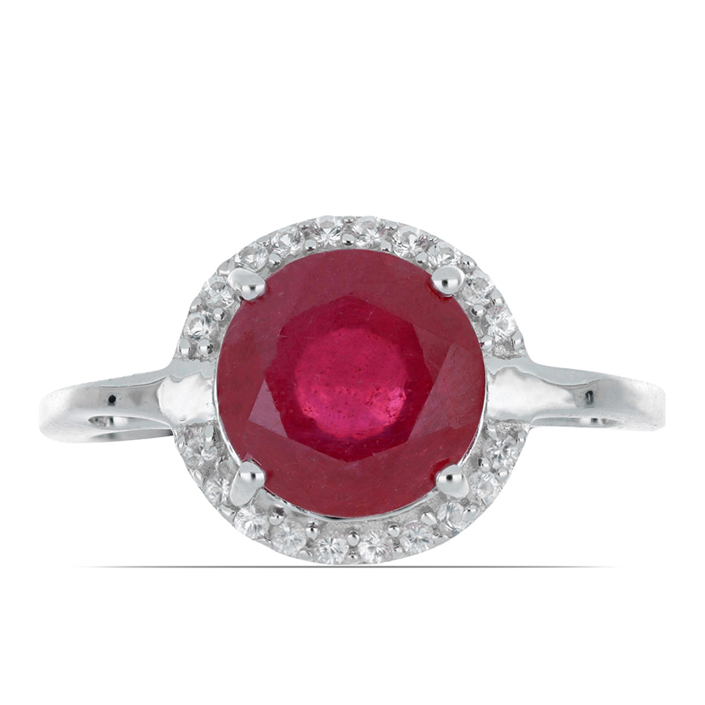 Silberring mit Rubin aus Madagaskar und weißem Topas 4 