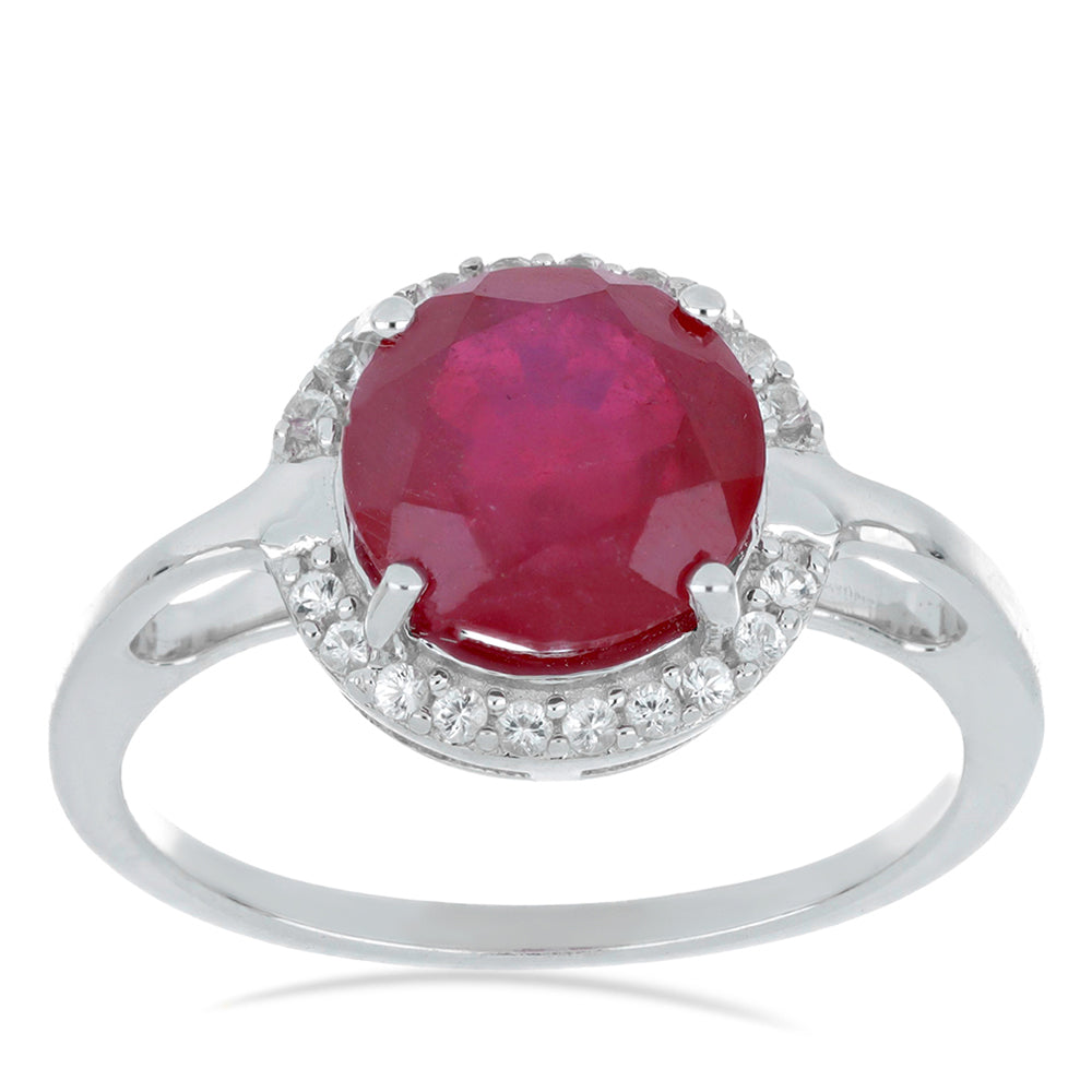 Silberring mit Rubin aus Madagaskar und weißem Topas 1 