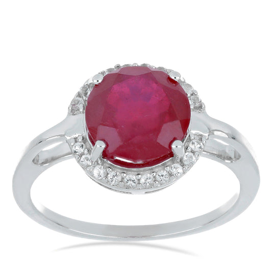 Silberring mit Rubin aus Madagaskar und weißem Topas