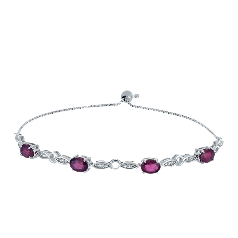 Silberarmband mit Rubin aus Madagaskar und weißem Topas