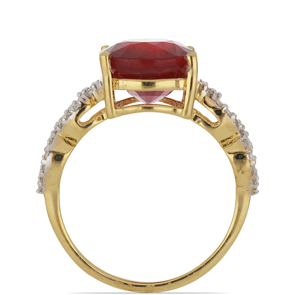 Goldplattierter Silberring mit Rubin aus Madagaskar und weißem Topas 2 