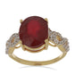 Goldplattierter Silberring mit Rubin aus Madagaskar und weißem Topas