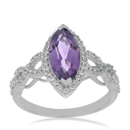 Silberring mit Amethyst aus Vera Cruz und weißem Topas