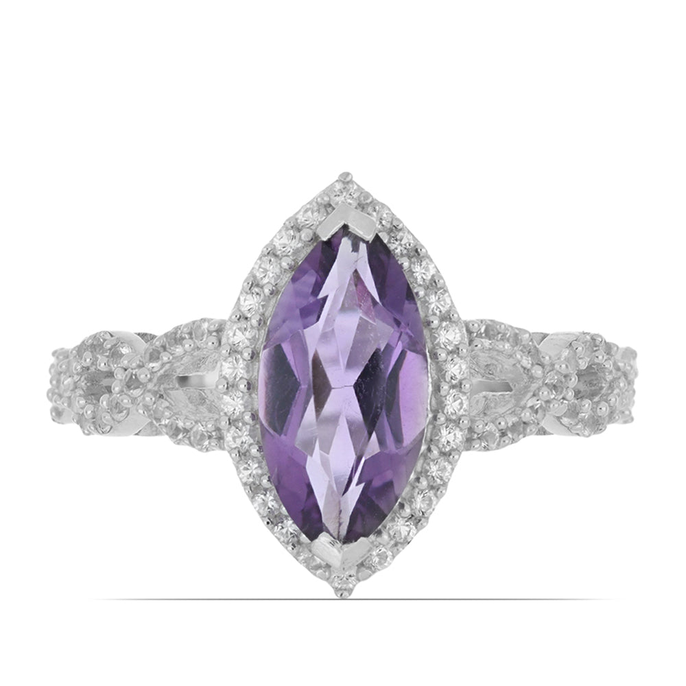 Silberring mit Amethyst aus Vera Cruz und weißem Topas 3 