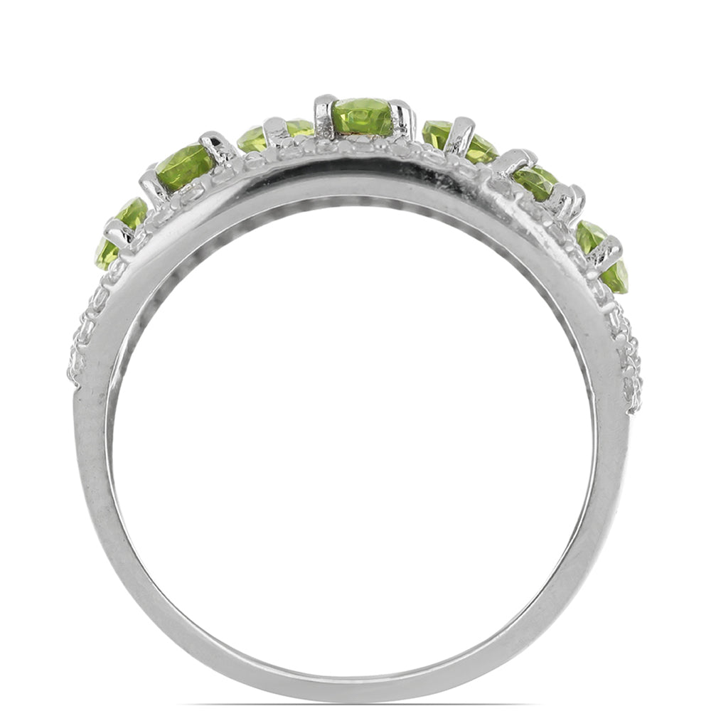 Silberring mit Peridot aus Changbai und weißem Topas 2 