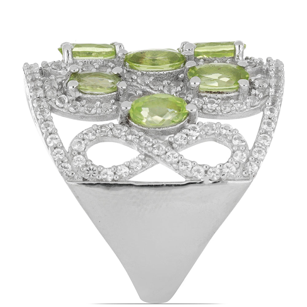 Silberring mit Peridot aus Changbai und weißem Topas 3 
