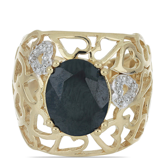 Goldplattierter Silberring mit schwarzem Spinell aus Gorno Badakhshan und weißem Topas